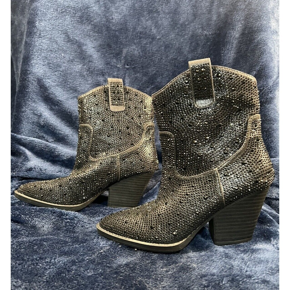 Forever‎ Women Cowboy Western Ankle Boot Rhinestone Bling Booties River-Sz 5 1/2